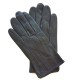 Leather gloves of lamb dark grey and amethyst "GEORGES".