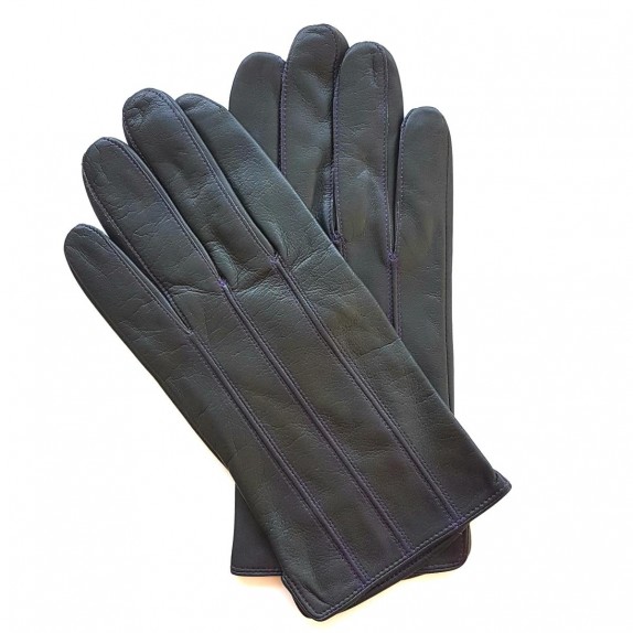 Gants en cuir d'agneau gris foncé et améthyste "GEORGES".