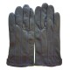 Leather gloves of lamb dark grey and amethyst "GEORGES".