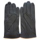 Leather gloves of lamb dark grey and amethyst "GEORGES".