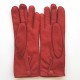 Leather gloves of pecarry red "LEONIE".