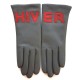 Gants en cuir d'agneau gris et rouge doublé cachemire "HIVER".