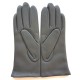 Leather gloves of lamb grey and red lining cashmere "HIVER".