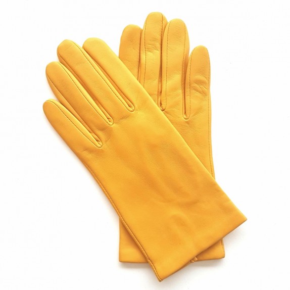 Gants en cuir d'agneau jaune CAPUCINE.