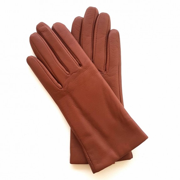 Leather gloves of lamb cognac "CAPUCINE".