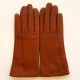 Gants en cuir d'agneau cognac "CAPUCINE".