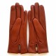 Gants en cuir d'agneau cognac "CAPUCINE".