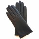 Gants en cuir d'agneau noir "CAPUCINE".