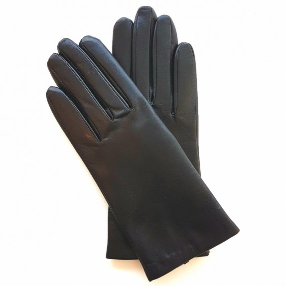 Leather gloves of lamb black "CAPUCINE".