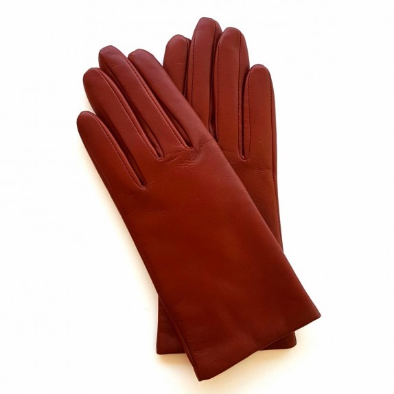 Leather gloves of lamb chesnut "CAPUCINE".
