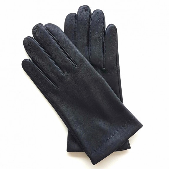 Leather gloves of lamb navy and maroon "MARTIN"