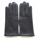Leather gloves of lamb navy and maroon "MARTIN"