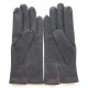 Leather gloves of lamb navy and maroon "MARTIN"