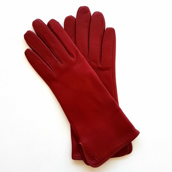 Leather gloves of lamb maroon "VIOLETTE".