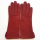 Leather gloves of lamb maroon "VIOLETTE".