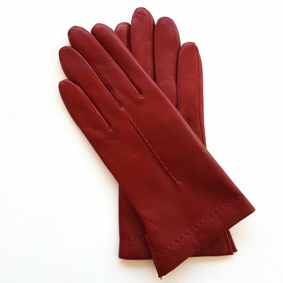 Gants en cuir d'agneau bordeaux "THERESE".