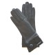 Gants en cuir d'agneau et cuir vernis noir "TWIGY".