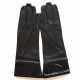 Gants en cuir d'agneau et cuir vernis noir "TWIGY".