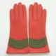 Leather gloves of lamb nasturtium and khaki " ATHENA".