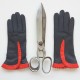 Leather gloves of lamb black and nasturtium "CASSIA".
