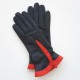 Gants en cuir d'agneau noir et capucine "CASSIA".