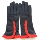 Leather gloves of lamb black and nasturtium "CASSIA".