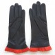 Leather gloves of lamb black and nasturtium "CASSIA".