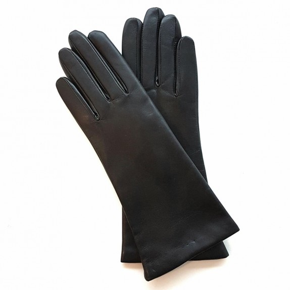 Gants en cuir d'agneau noir "COLINE".