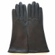 Gants en cuir d'agneau noir "COLINE".