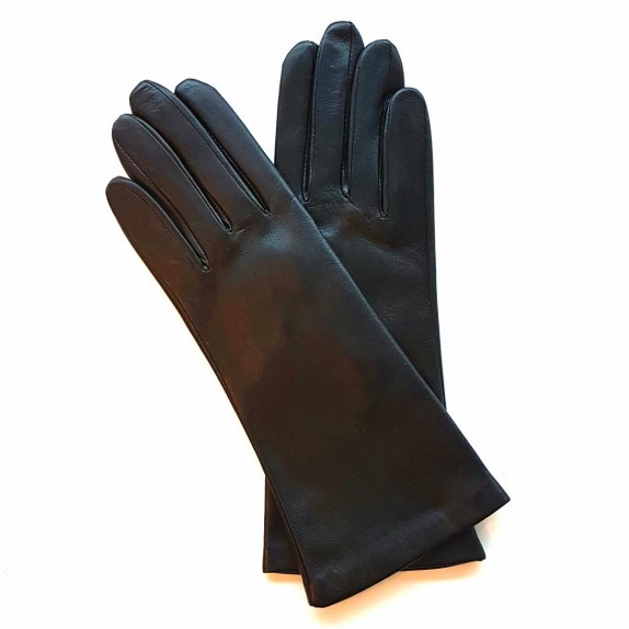 Gants en cuir d'agneau noir "COLINE".