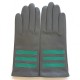 Leather gloves of lamb charoal, émeraude "AIKO".