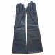 Leather gloves of lamb navy, blossom "SHIZUYO".