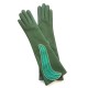 Gants en cuir 'agneau kaki et vert "MARTHE".