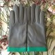 Gants en cuir d'agneau gris, vert "TIPPI".