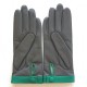 Gants en cuir d'agneau gris, vert "TIPPI".