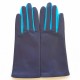 Gants en cuir d'agneau prune, turquoise "COLOMBE".