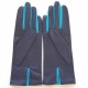 Leather gloves of lamb damson, turquoise "COLOMBE".