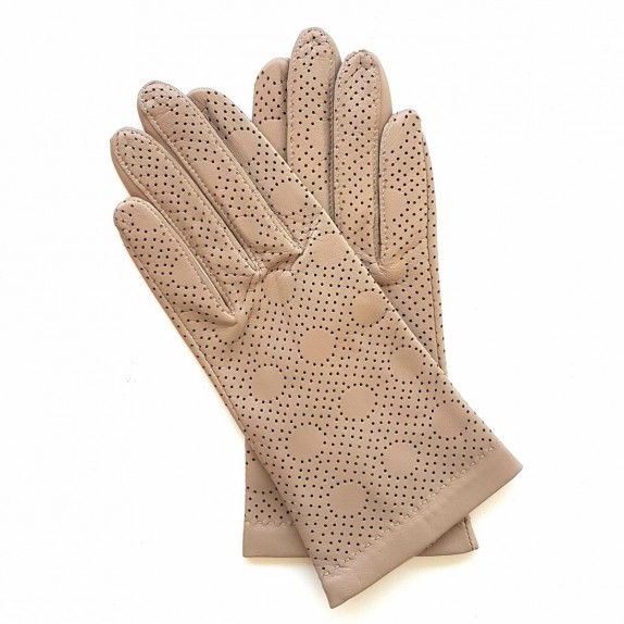 Gants en cuir d'agneau putty "CARMELINA".