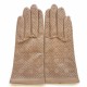 Gants en cuir d'agneau putty "CARMELINA".