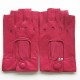 Leather mittens of lamb fuchsia "PILOTE".