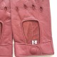 Leather mittens of lamb pink antique "PILOTE".