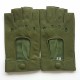 Leather mittens of lamb green "PILOTE".