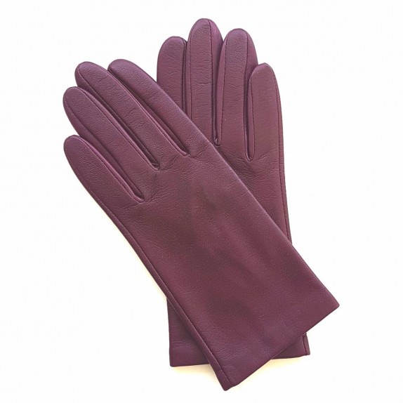 Gants en cuir d'agneau cassis "CAPUCINE".