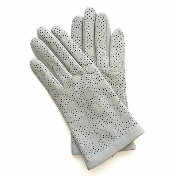 Leather gloves of lamb light grey "CARMELINA".