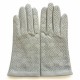 Leather gloves of lamb light grey "CARMELINA".