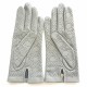 Leather gloves of lamb light grey "CARMELINA".