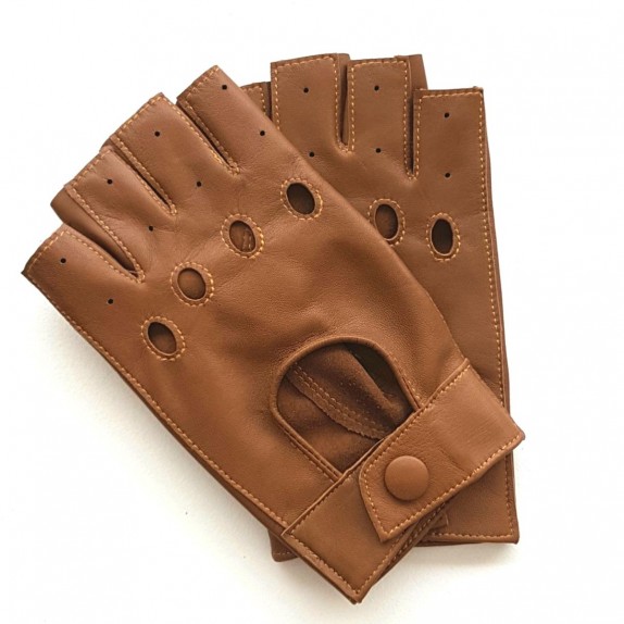 Leather mittens of lamb biscuit "PILOTE".