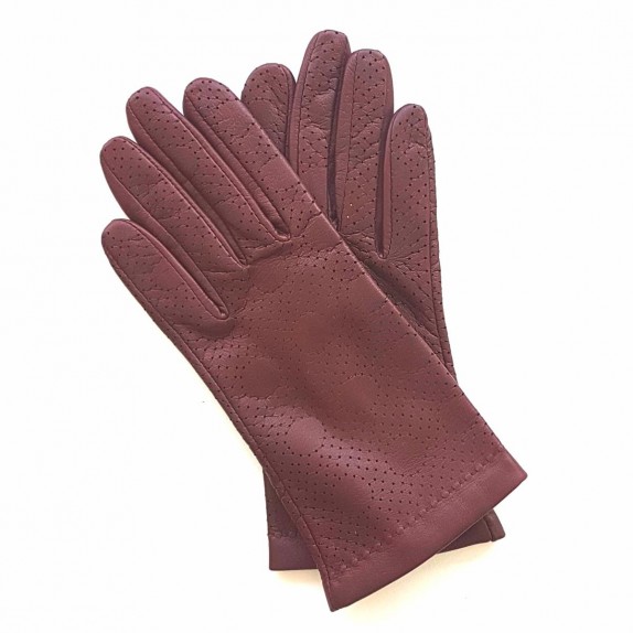 Gants en cuir d'agneau bordeaux "CARMELINE".