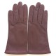 Gants en cuir d'agneau bordeaux "CARMELINE".