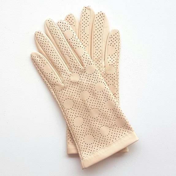 Gants en cuir d'agneau beige rosé "CARMELINA".